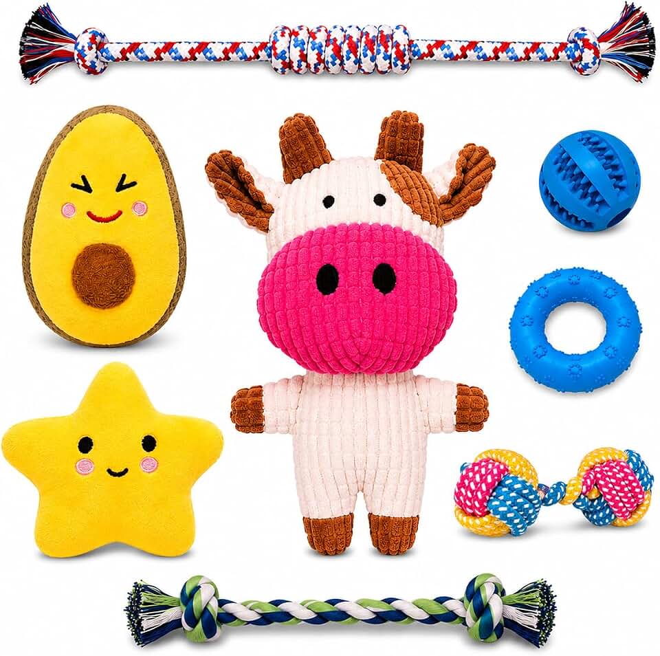 Woof&Miau Pack 8 juguetes para perros pequeños y cachorros