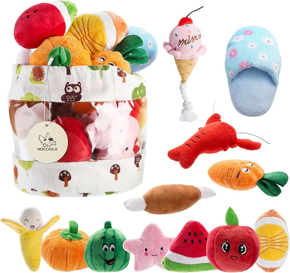 Nocciola 12 juguetes de peluche con sonido para perros