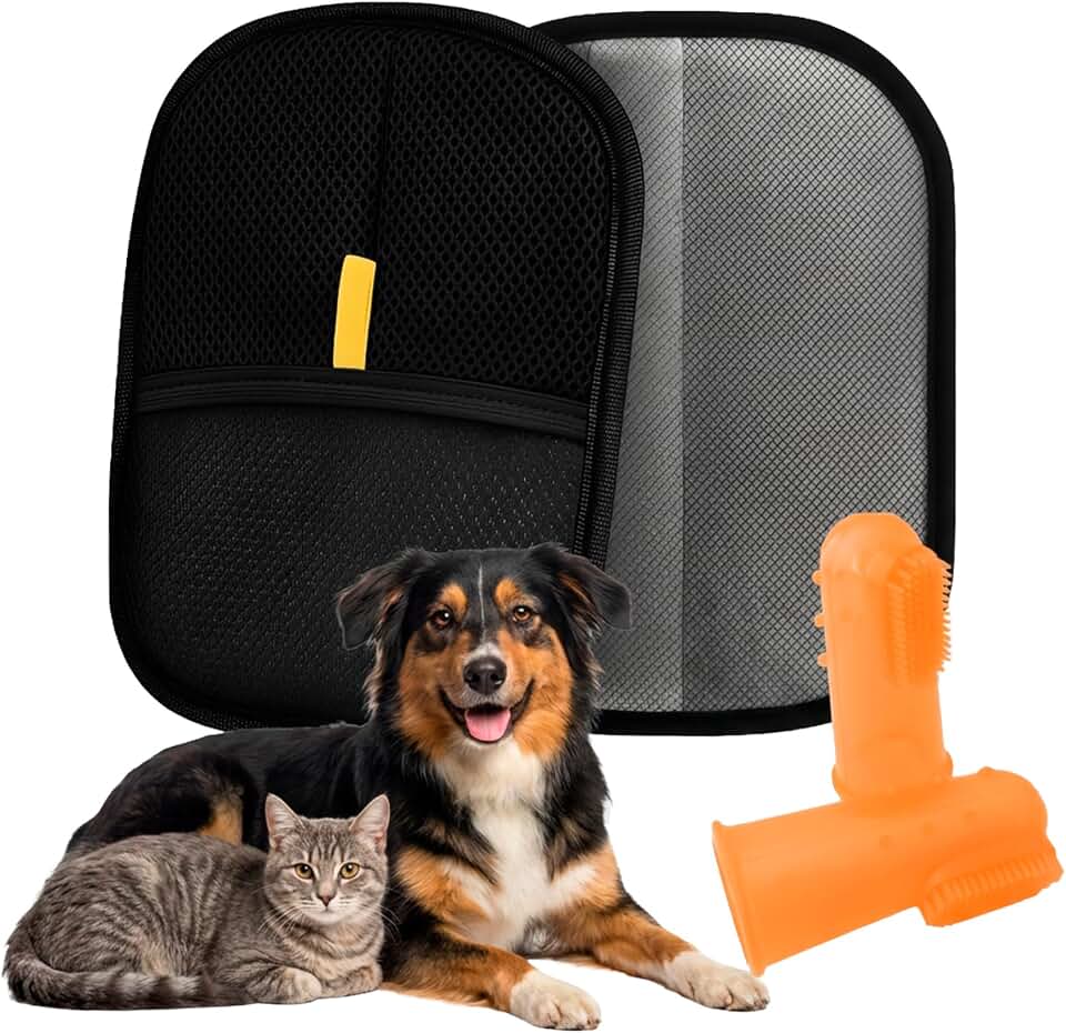 Guante Quitapelos + Dedal de Silicona para Gatos y Perros
