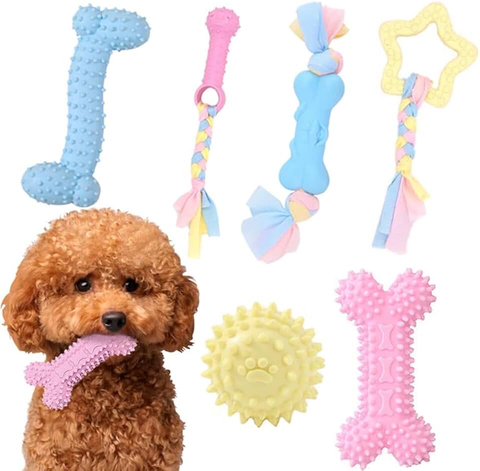 6 Pcs Juguetes Masticables para Dentición de Cachorros