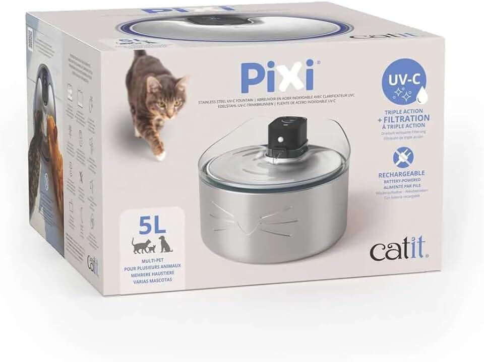 Fuente Sin Cables Catit PIXI de Acero Inoxidable UVC