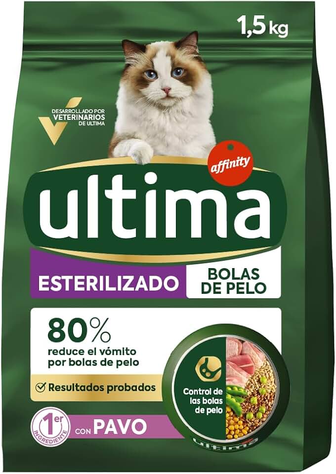 Ultima Pienso gatos esterilizados bolas de pelo con pavo