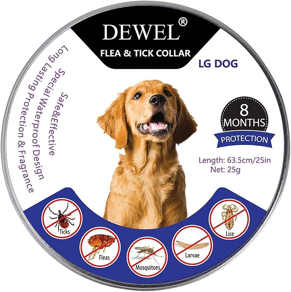 DEWEL Collar contra Pulgas y Garrapatas para Perros Grandes