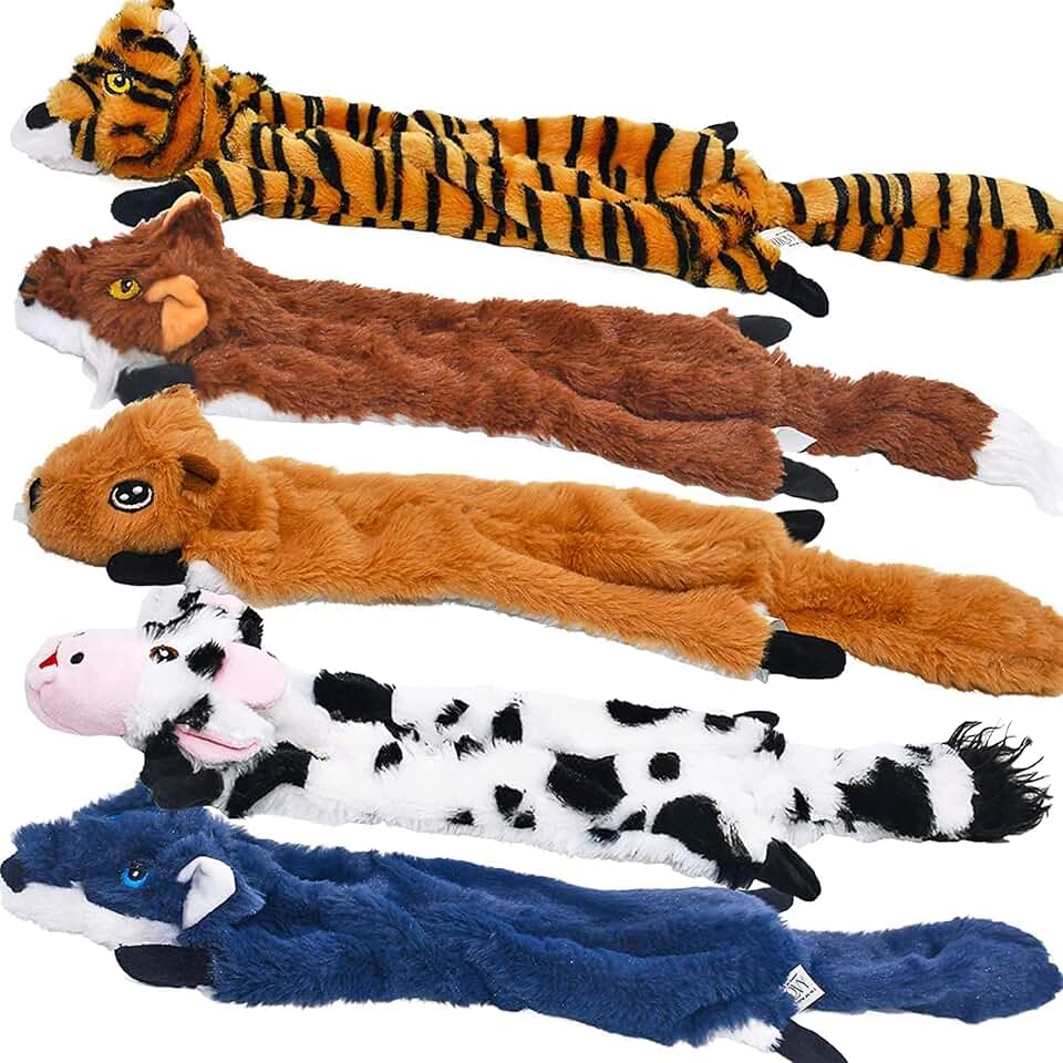 SHARLOVY 5 juguetes chirriantes sin relleno para perros