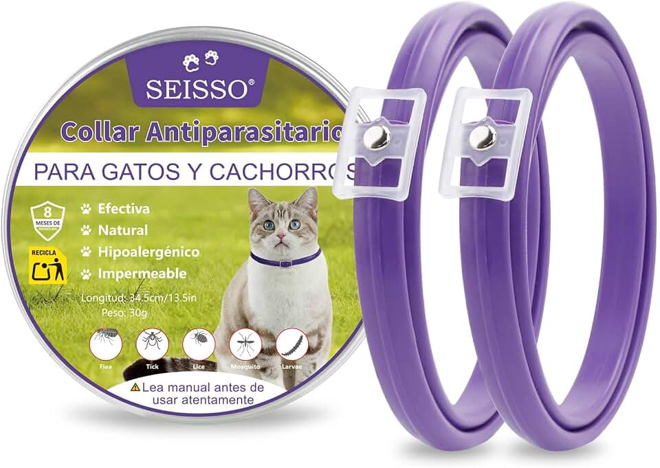 SEISSO 2 collares antipulgas para gatos