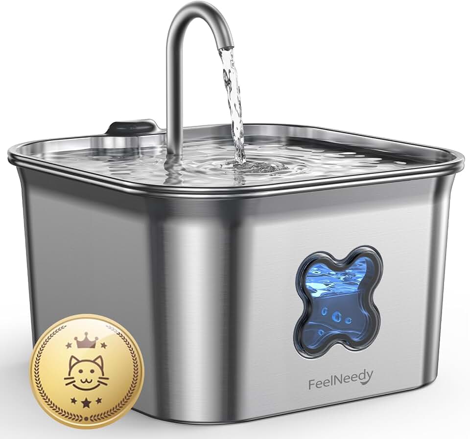 FEELNEEDY Fuente para Gatos Acero Inoxidable 2,8L