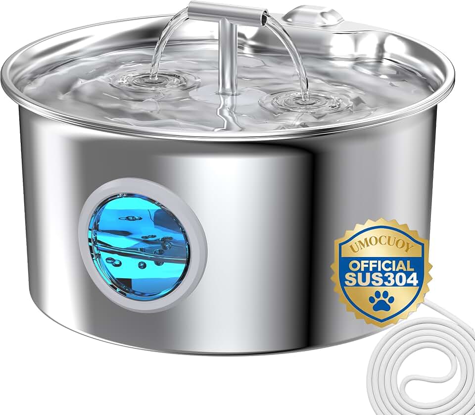 Fuente de Agua para Gatos de Acero Inoxidable