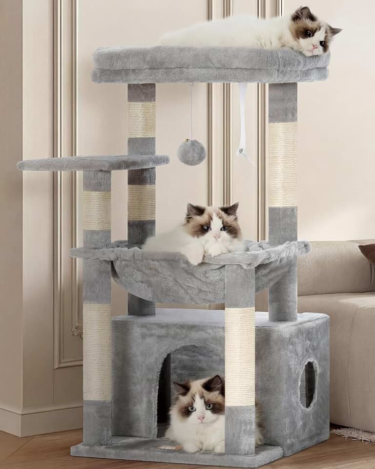 Heybly Árbol para gatos con cesto extra grande y cama