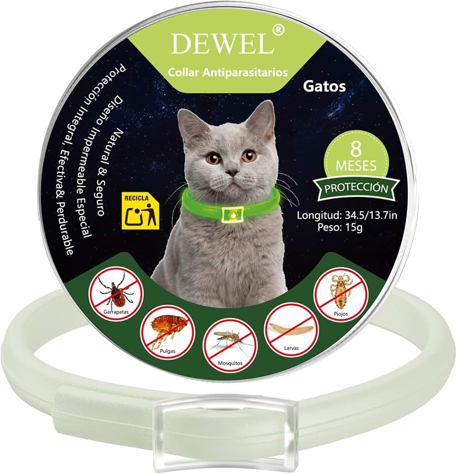 DEWEL Collar antiparasitario luminoso