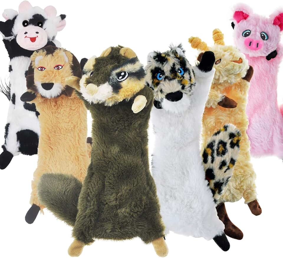 SHARLOVY 6 juguetes de peluche sin relleno para perros