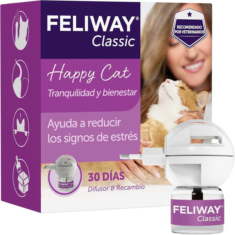 FELIWAY Classic - Difusor + Recambio de feromonas calmantes para gatos (30 días, 48 ml) - Ayuda a reducir los signos más comunes de estrés. Recomendado por veterinarios. Tranquilidad y bienestar.