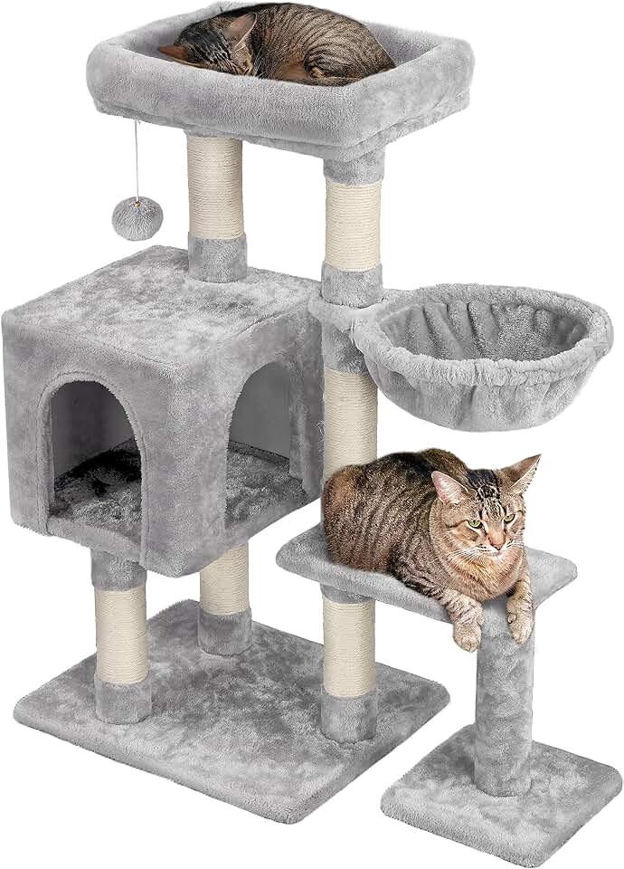 Yaheetech Rascador pequeño con cueva y tabla